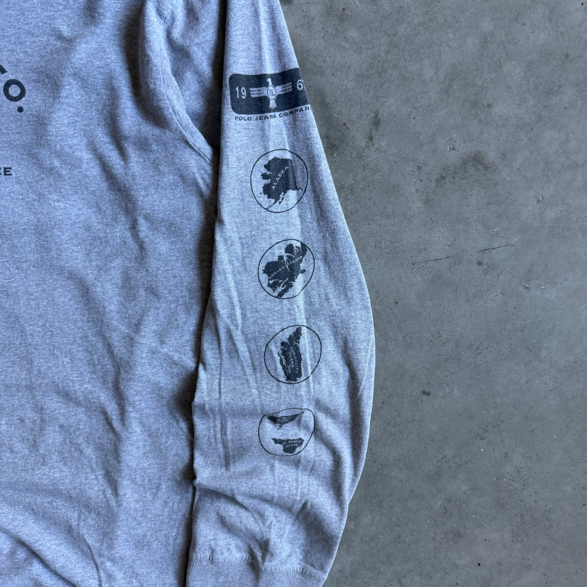Polo Jeans Co Logo & Spell-Out Gray Longsleeve