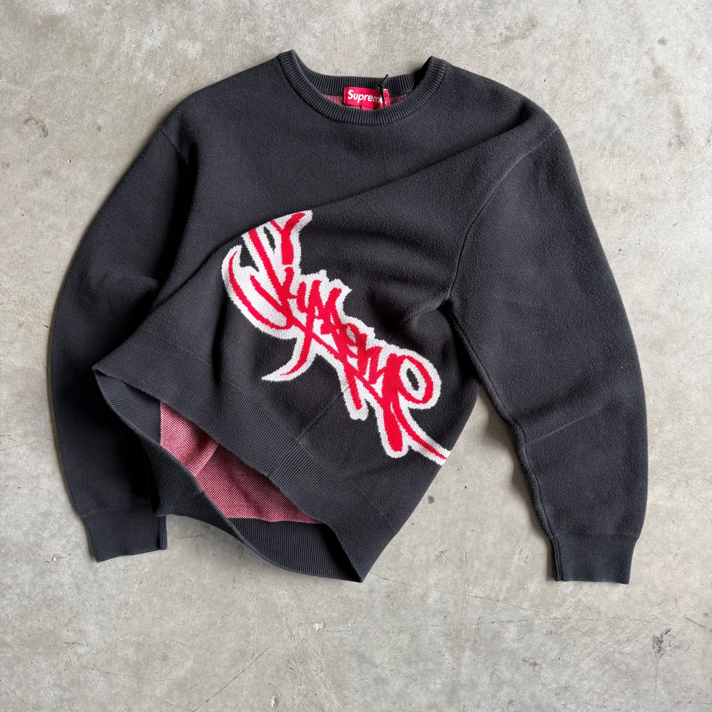 Supreme SS19 Tag Side Logo Sweater - Black