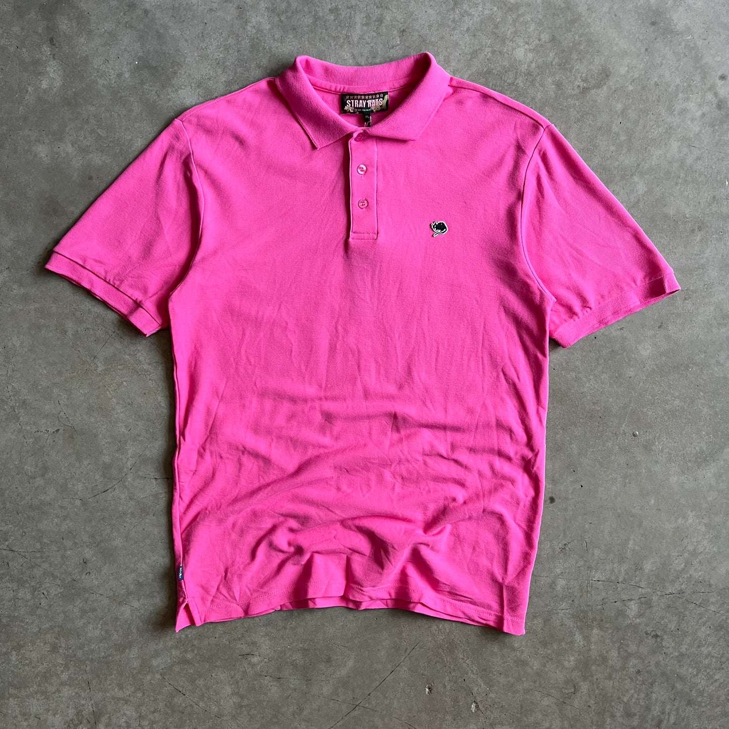 Stray Rats Embroidered Logo Pink Polo