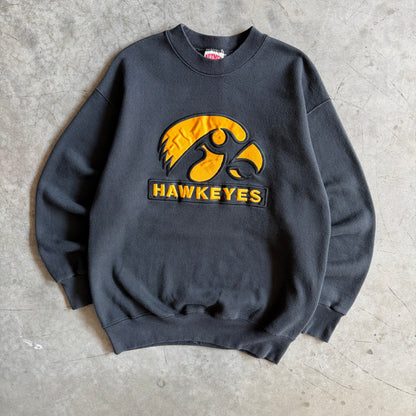 Vintage Iowa Hawkeyes Logo & Patch Embroidered Sweatshirt