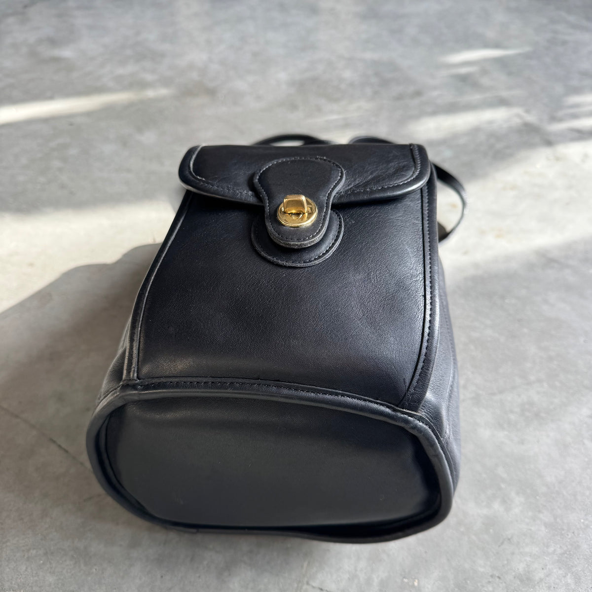 Coach Vintage Black Leather Daypack Sling Bag