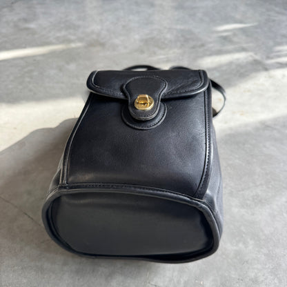 Coach Vintage Black Leather Daypack Sling Bag