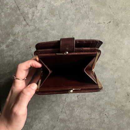 80s Men’s Coach Kisslock Full Grain Leather Mahogany Wallet