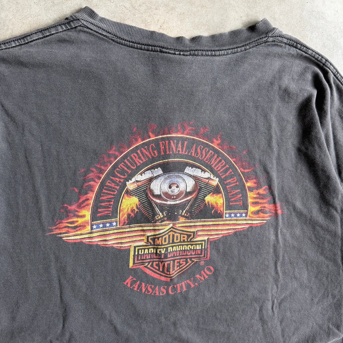 Harley Davidson Spell Out Over Emblem T Shirt