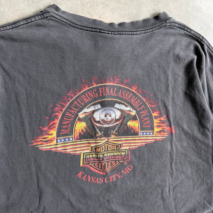 Harley Davidson Spell Out Over Emblem T Shirt
