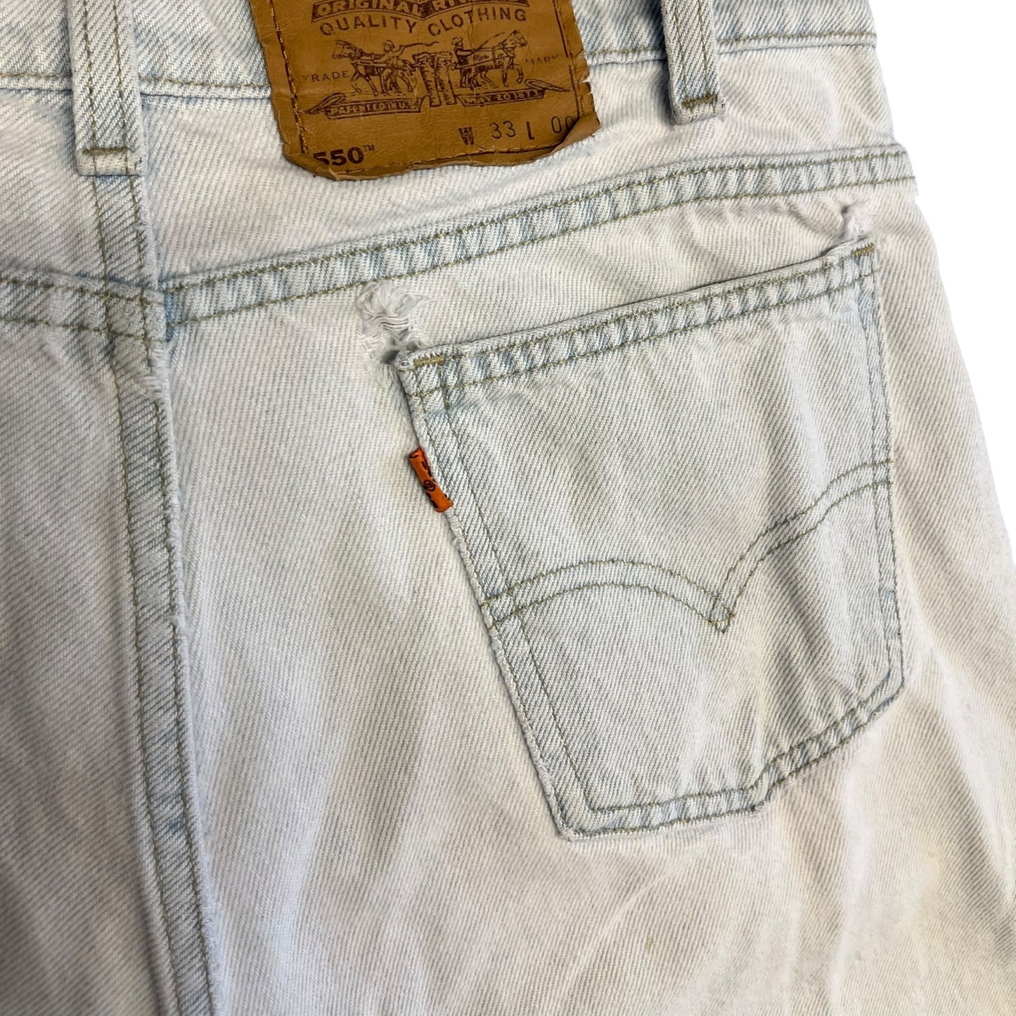 Vintage 550 Orange Tab Levi White Wash Jorts