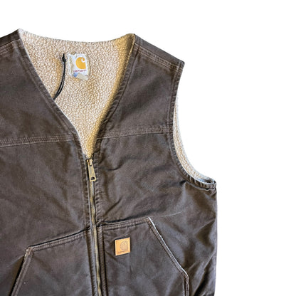Carhartt ‘V26 DKB’ Dark Brown Sherpa Lined Vest