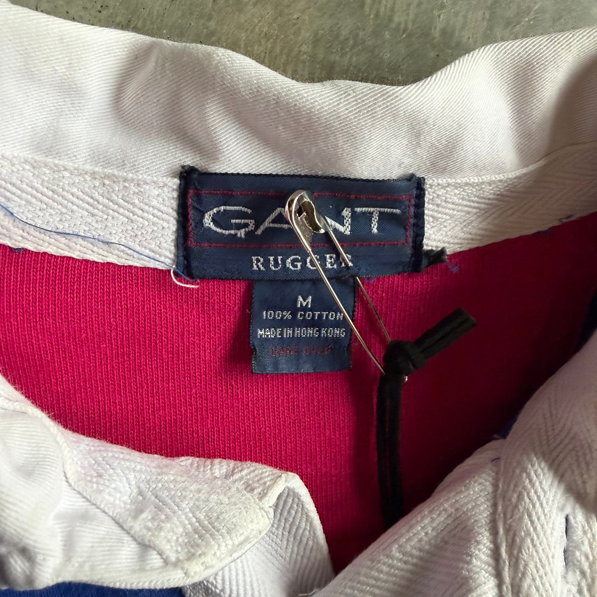 Vintage GANT Rugger Pink/Blue Spell Out Rugby Shirt