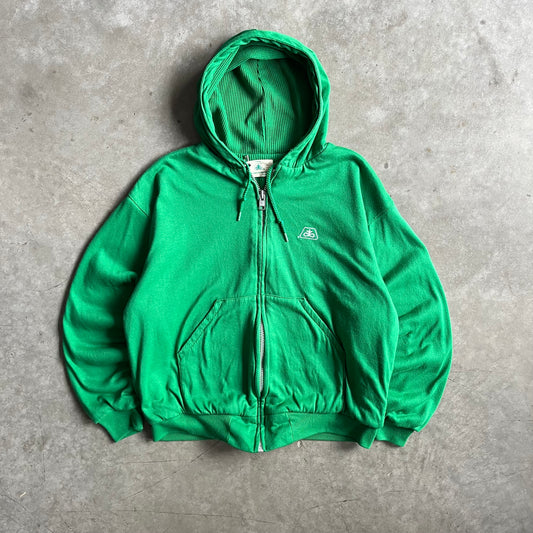 Vintage Pioneer Thermal Lined Green Zip-Up Hoodie