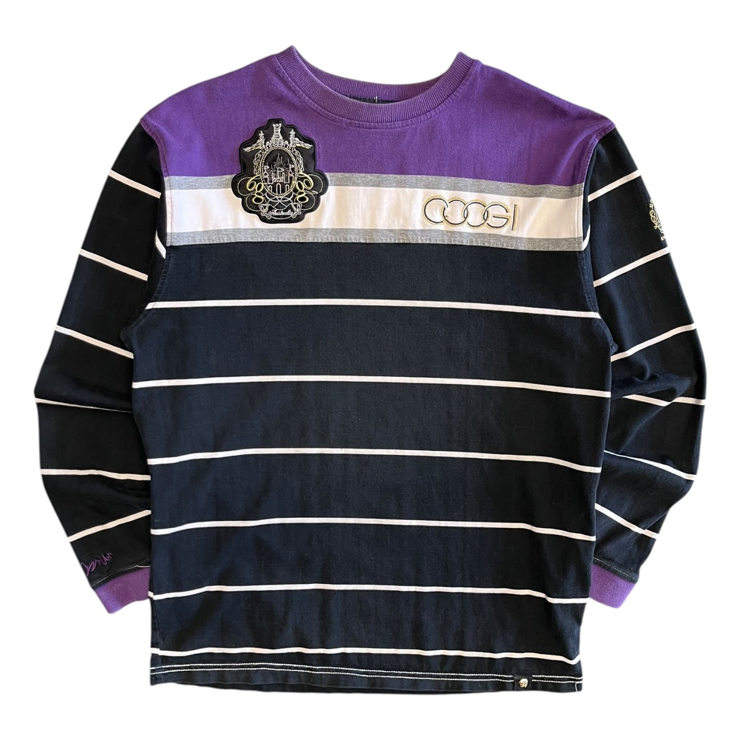 Y2K Coogi Purple & Black Striped L/S Shirt