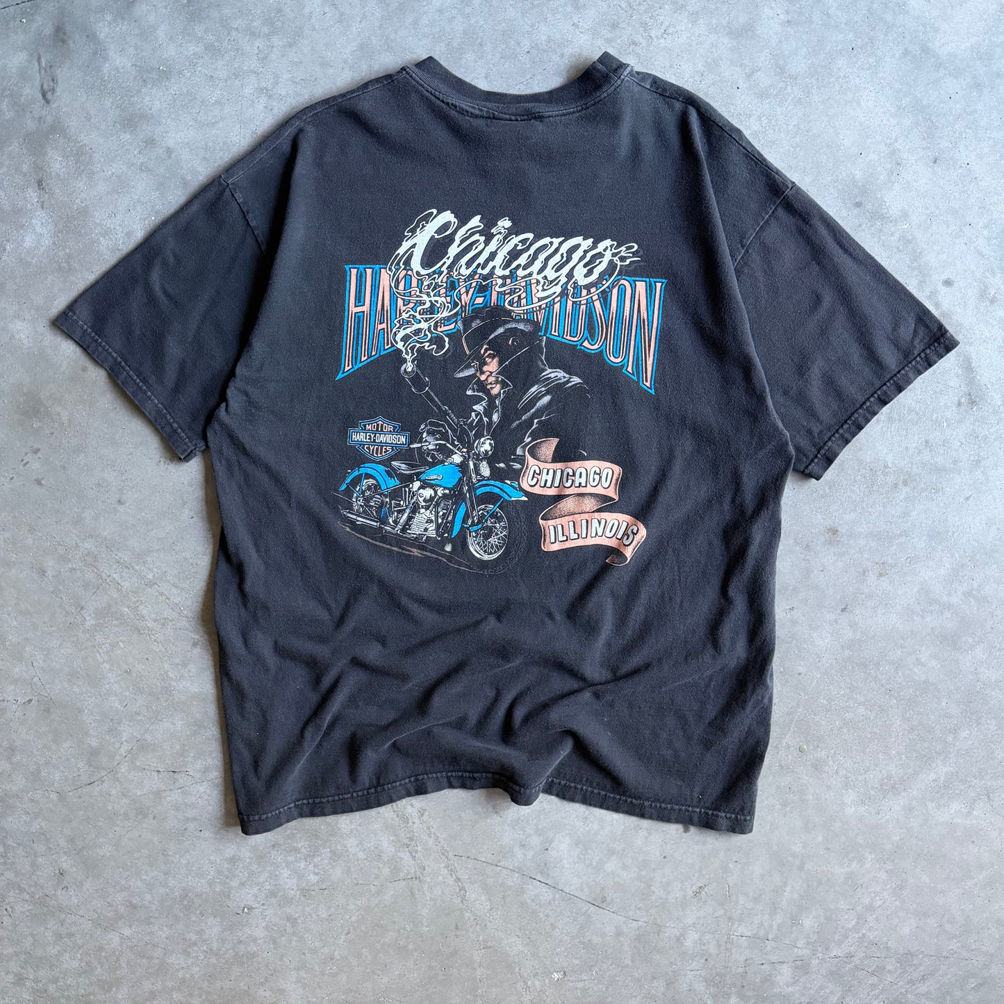 Vintage Chicago Harley Davidson USA Flag Eagle Shield Tee
