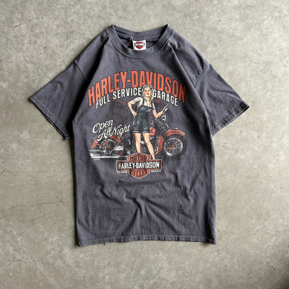 Harley Davidson Full Service Garage Pin Up Girl Tee