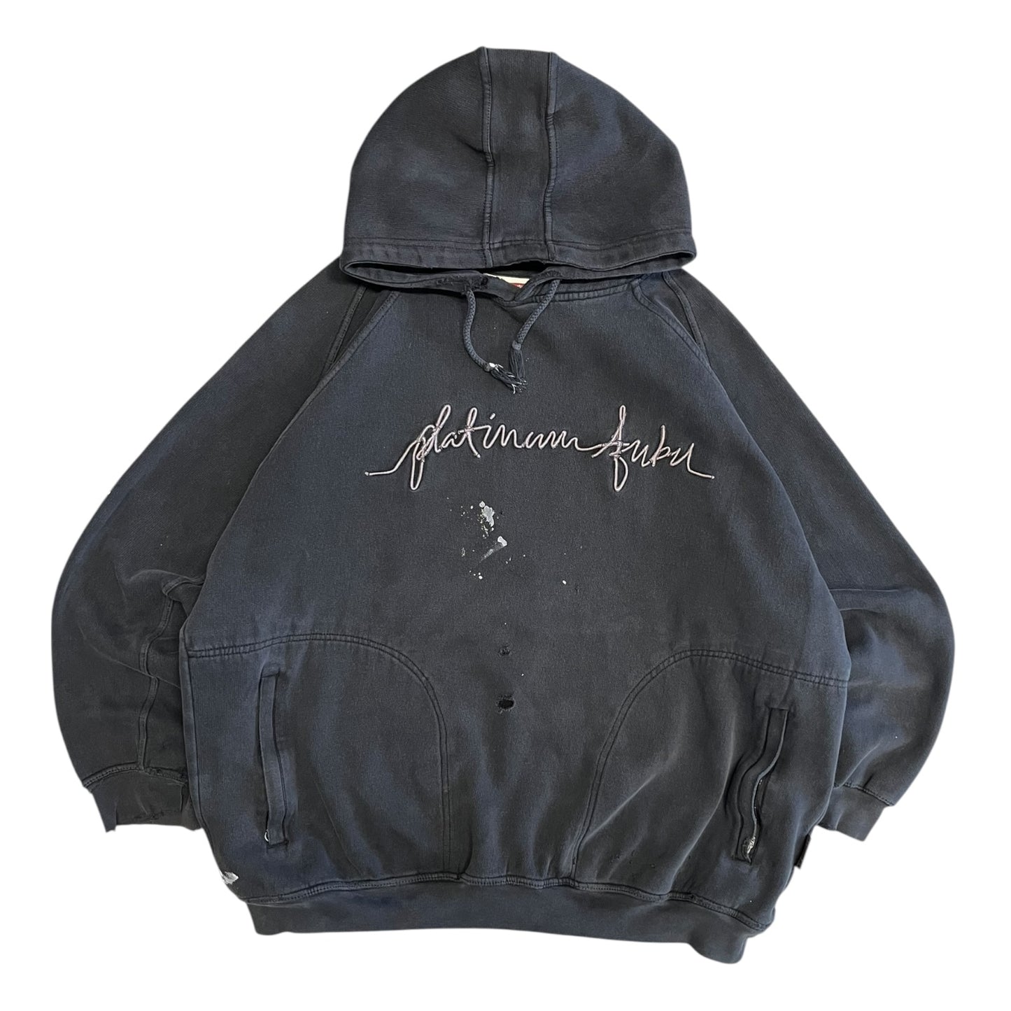 Y2K Thrashed FUBU Platinum Black Tonal Hoodie