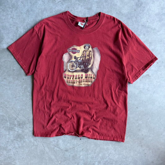 Y2K Harley Davidson Maroon Buffalo Bill Tee