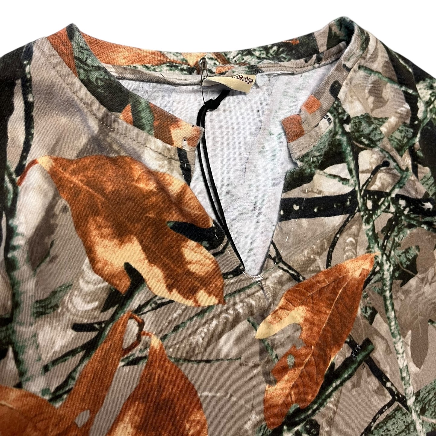 Y2K Fusion-3D Camo Cut Neck Long Sleeve Tee