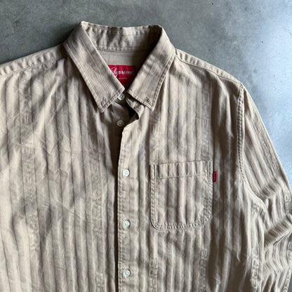 FW20 Supreme Jacquard Stripe Twill Button Up Shirt - Tan