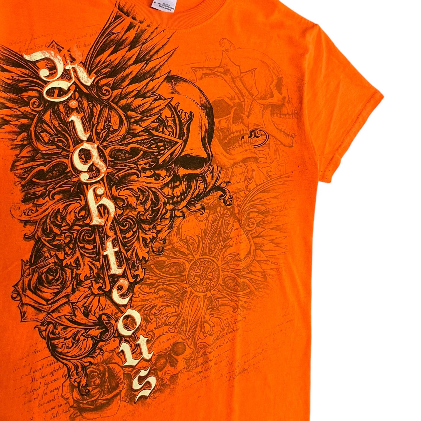 Y2K Righteous Orange Skull Tee