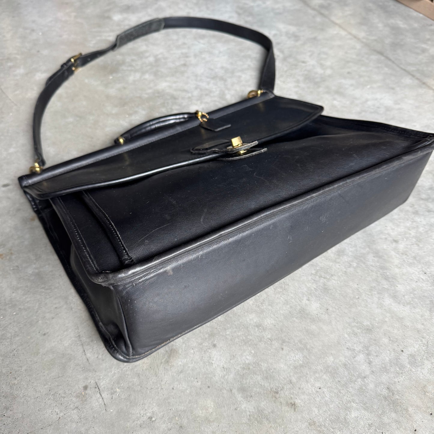 Vintage Coach Beekman Black Leather Briefcase