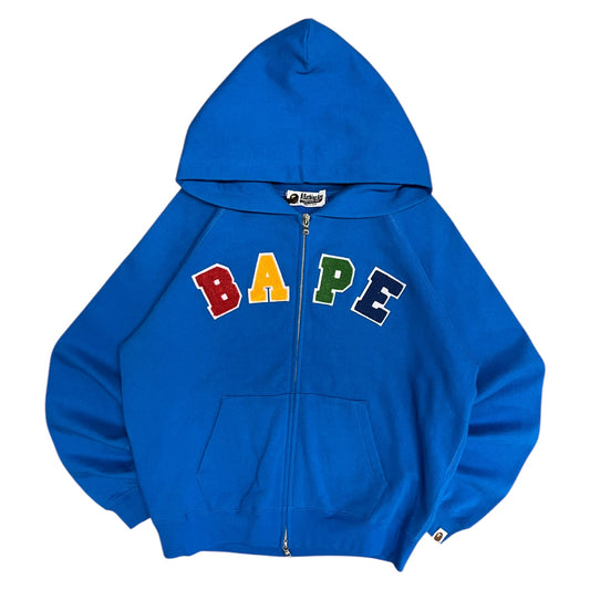 A Bathing Ape Woman’s Chenille Spell Out Zip Up Blue