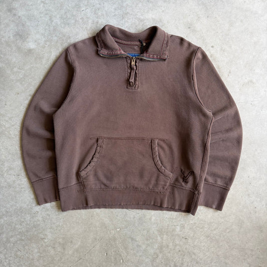 Vintage American Eagle Distressed Brown Quarter-Zip