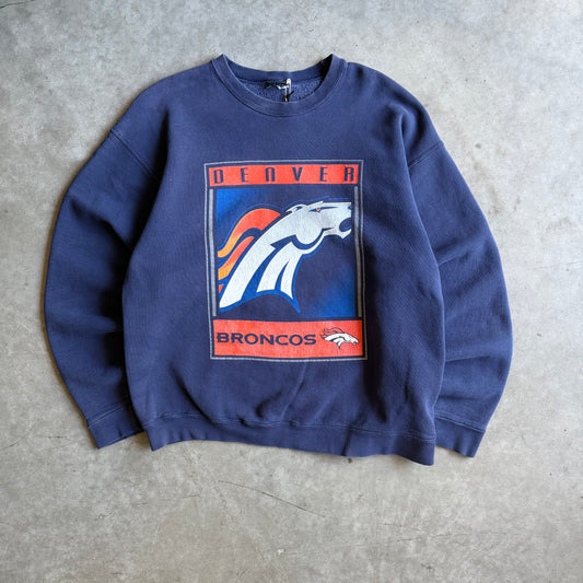 Vintage Denver Broncos Square Print Logo Sweatshirt