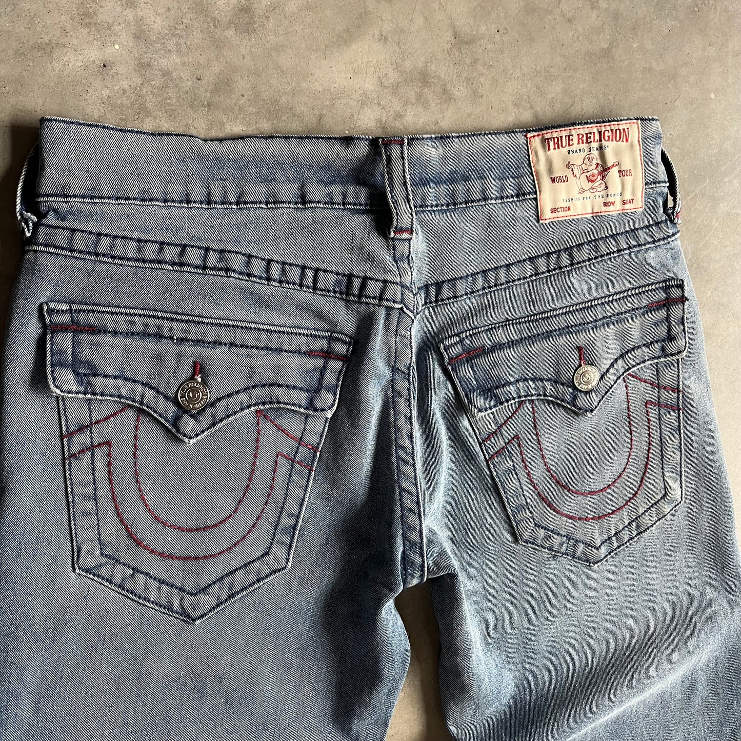 True Religion Geno Relaxed Red Thread Jeans