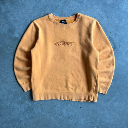 Stüssy Orange Embroidered Logo Sweatshirt