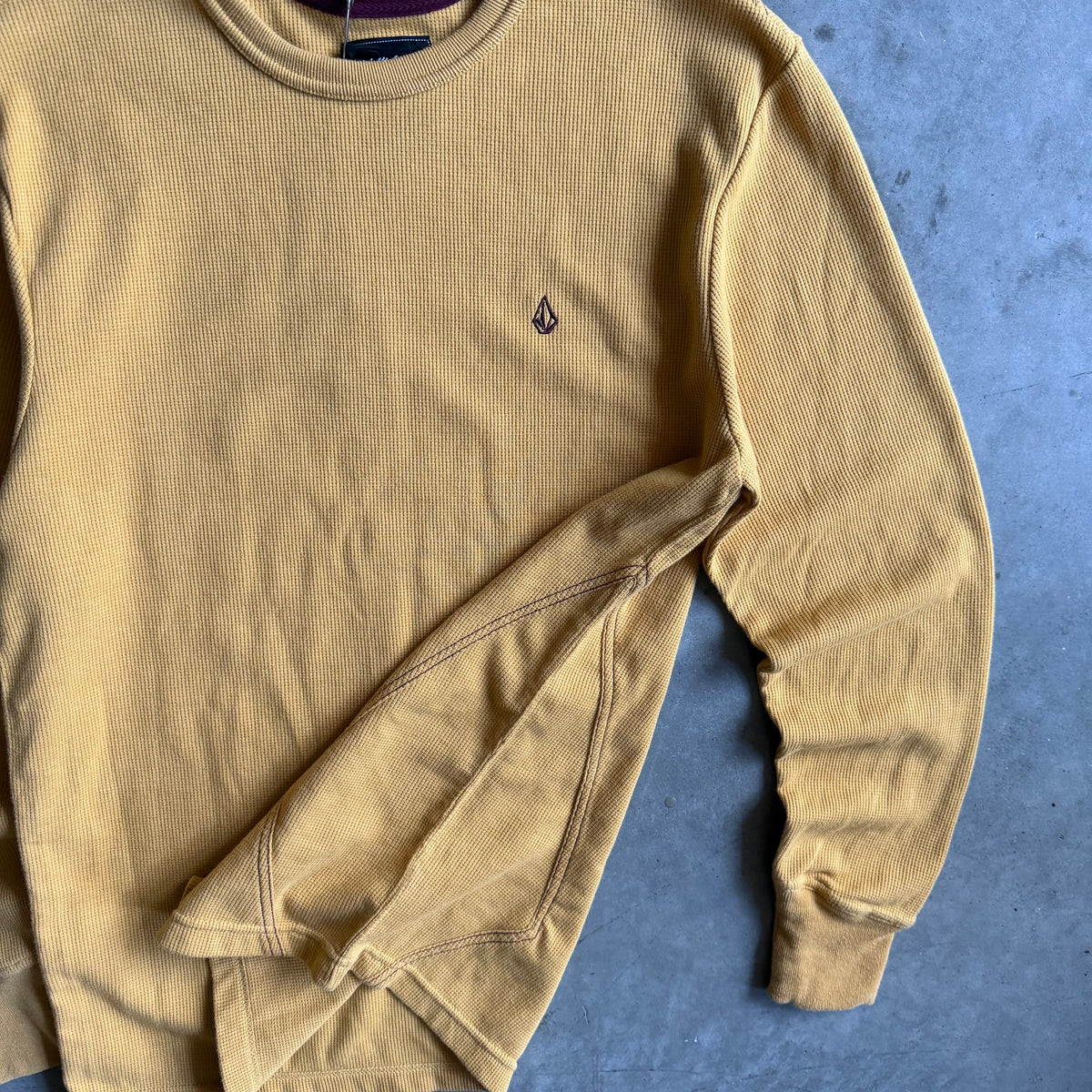 Y2K Volcom Yellow Waffle Knit Thermal