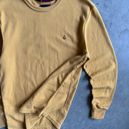 Y2K Volcom Yellow Waffle Knit Thermal