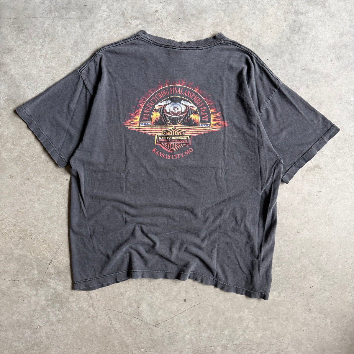 Harley Davidson Spell Out Over Emblem T Shirt