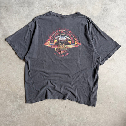 Harley Davidson Spell Out Over Emblem T Shirt