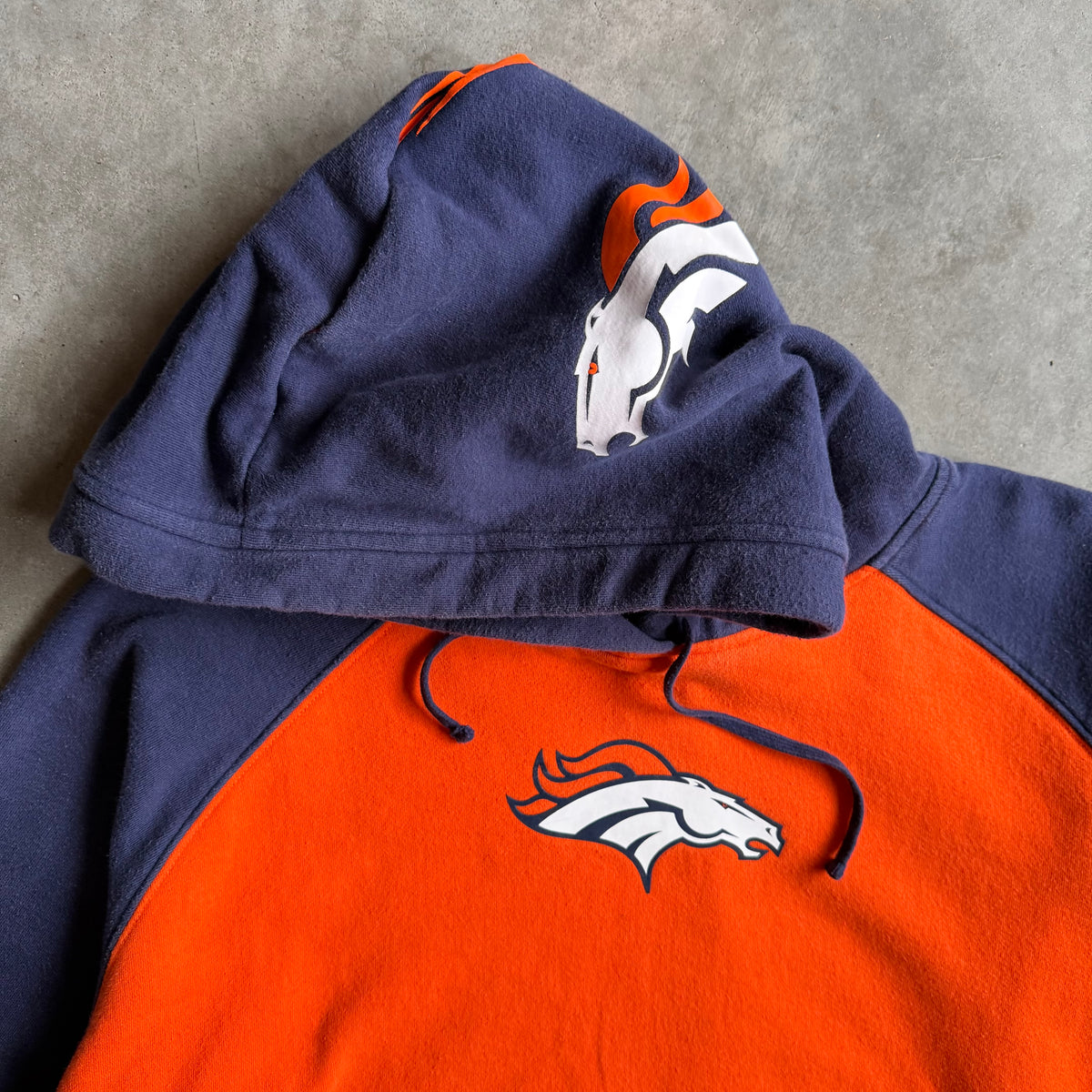 Y2K Denver Broncos Orange & Navy Cut & Sew Hoodie