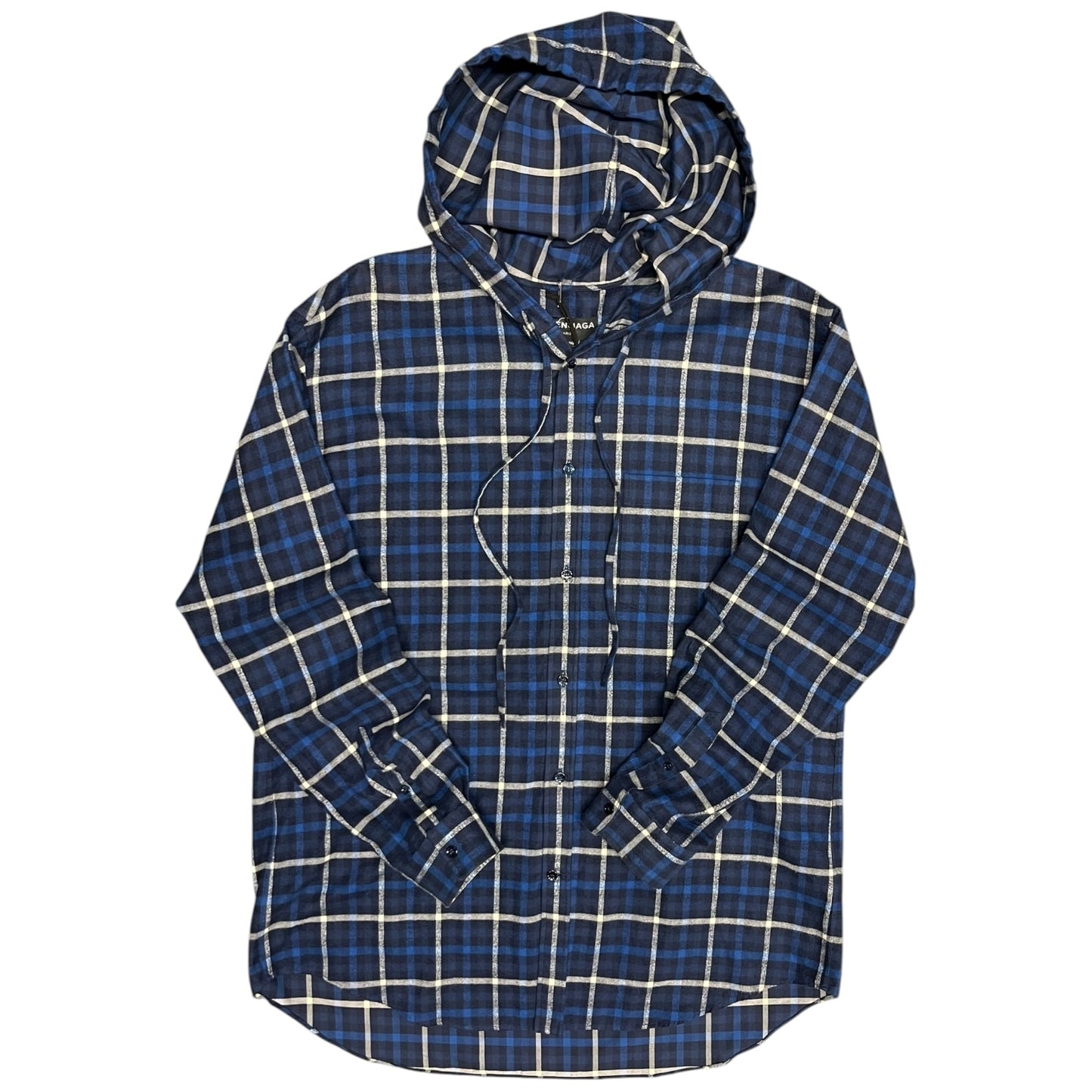 FW17 Balenciaga Blue Hooded Flannel