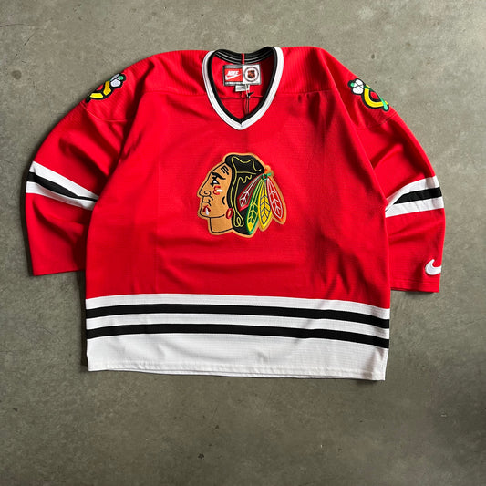 Vintage Nike Chicago Blackhawks NHL Red Hockey Jersey
