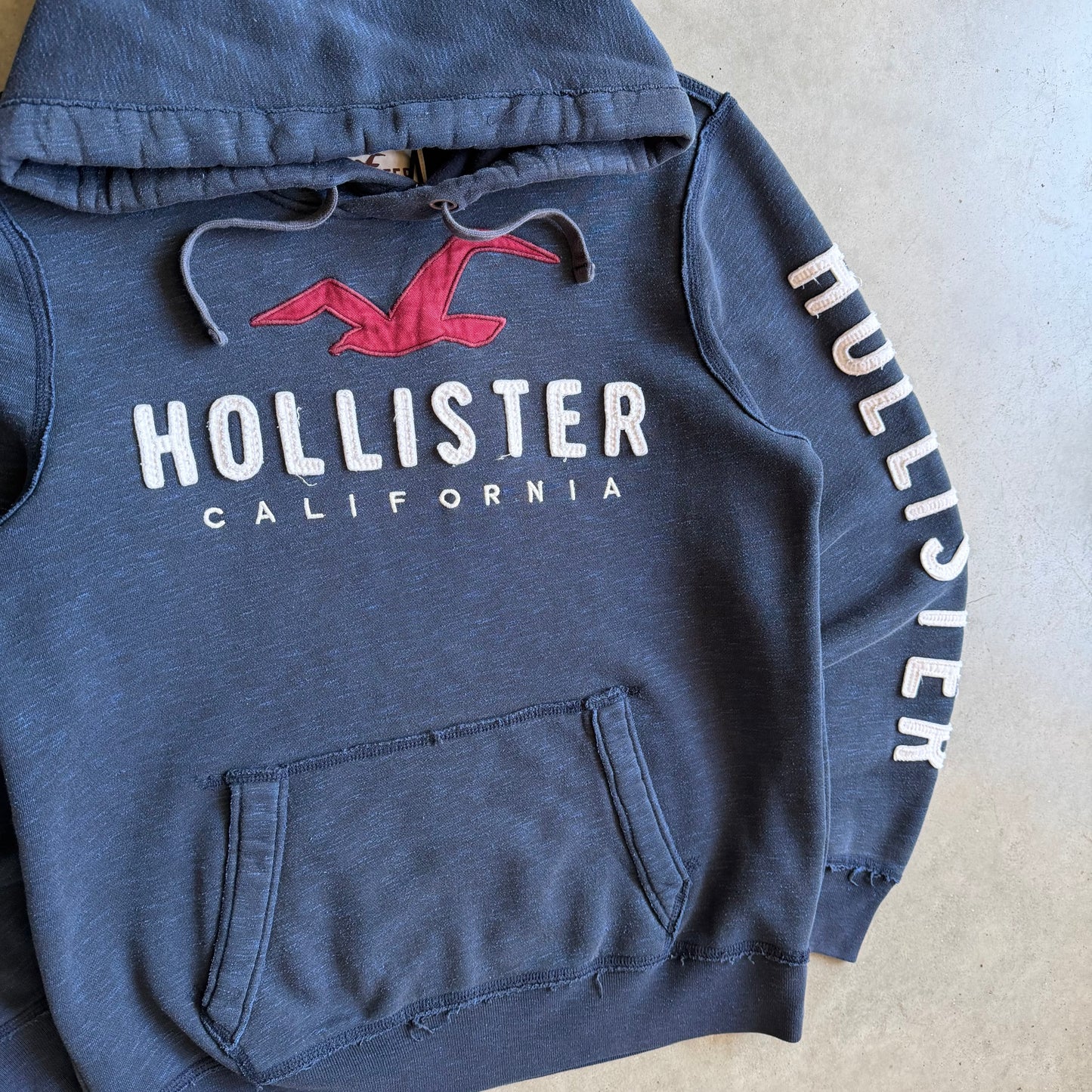 Y2K Hollister Blue Slub Logo Embroidered Hoodie