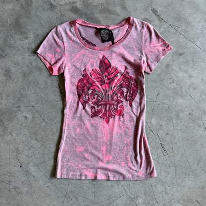 Y2K Vocal Pink Acid Angel Wings Fitted Tee
