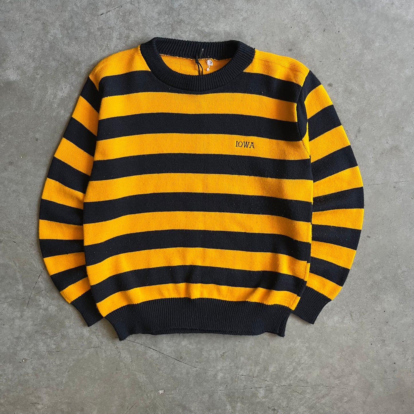 Vintage Iowa Hawkeyes Black & Gold Striped Knit Sweater