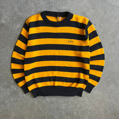 Vintage Iowa Hawkeyes Black & Gold Striped Knit Sweater