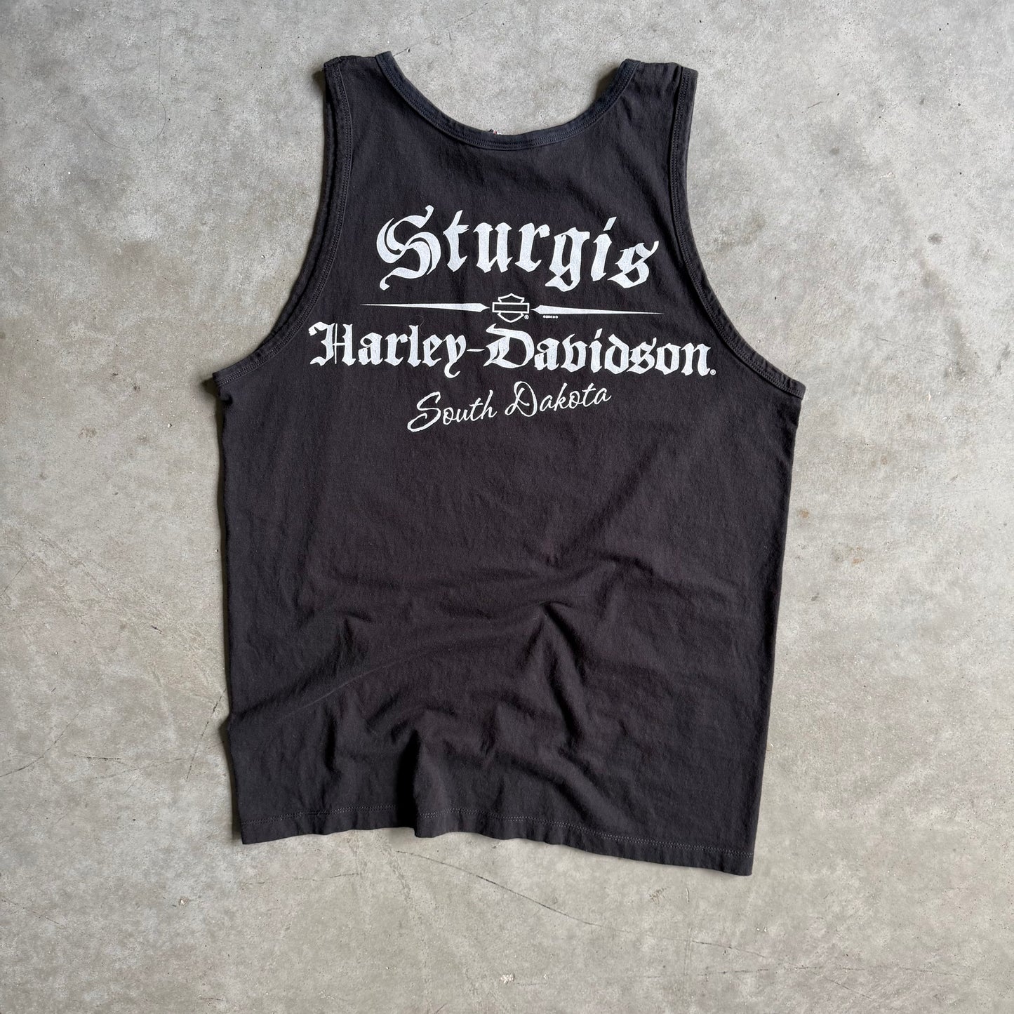 Harley Davidson Flaming Skull 2014 Sturgis Sleeveless Tee
