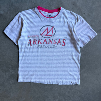 Vintage Arkansas Hot Springs Striped Double Neck Tee