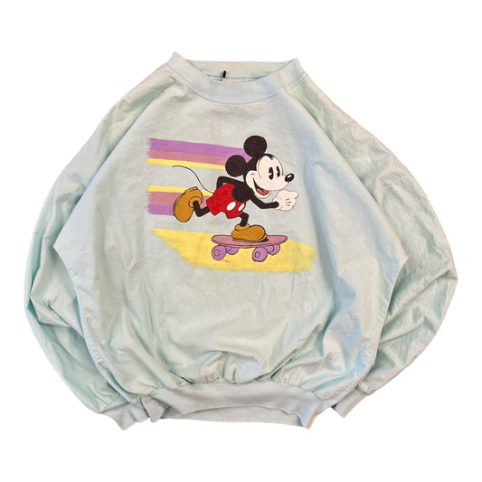 Vintage Mickey Mouse Skateboard Teal Longsleeve