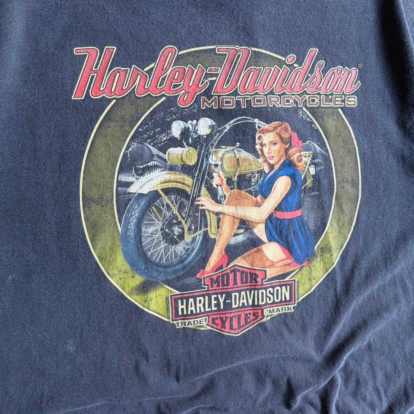 Vintage Harley Davidson WW2 Motorcycle & Planes Lady Tee