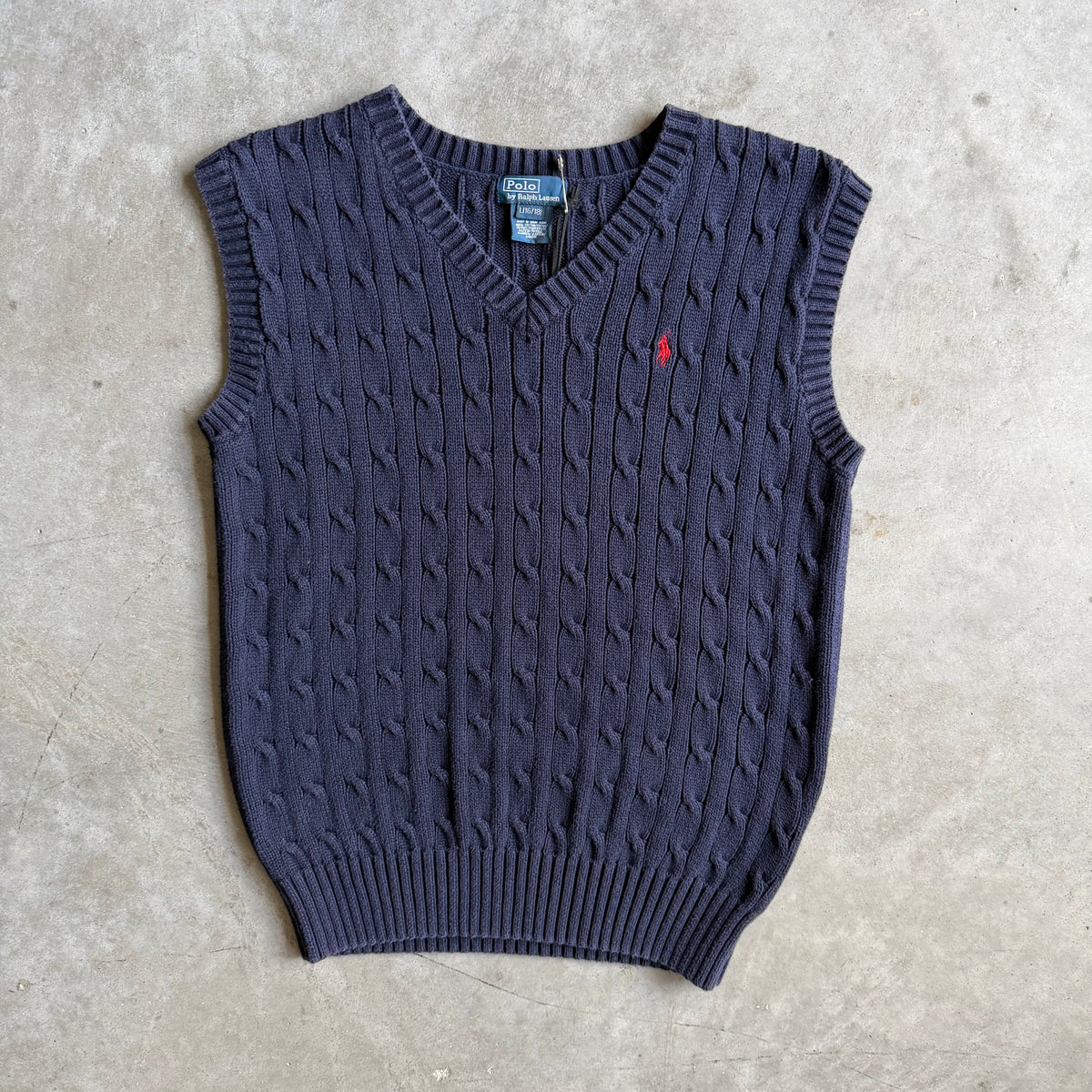 Youth Polo Ralph Lauren Navy Cable Knit Sweater Vest