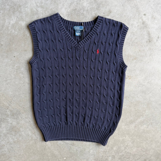 Youth Polo Ralph Lauren Navy Cable Knit Sweater Vest
