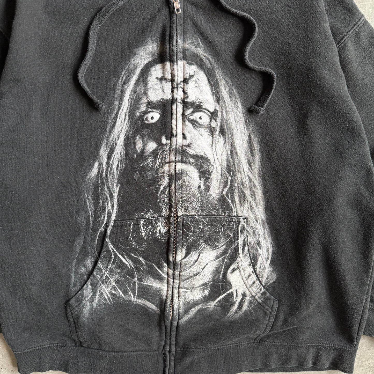 Y2K Rob Zombie Black/White Portrait Zip-Up Hoodie
