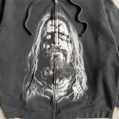 Y2K Rob Zombie Black/White Portrait Zip-Up Hoodie