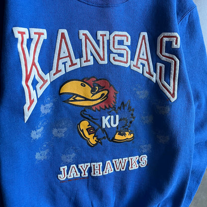 Vintage University Of Kansas Mascot Multi-Print Sweatshirt