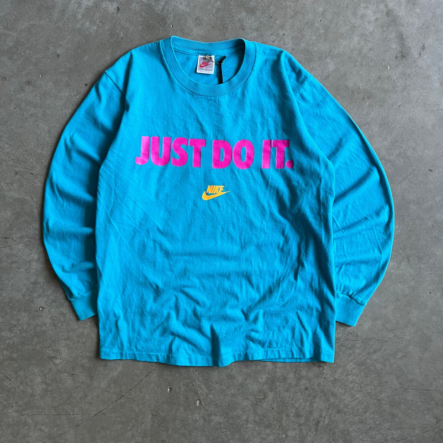 Y2K Nike “Just Do It” Teal Long Sleeve Graphic