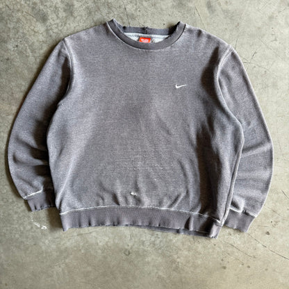 Vintage Nike Small Swoosh Embroidered Gray Sweatshirt