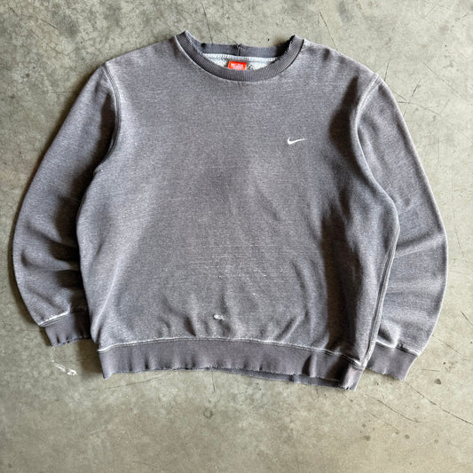 Vintage Nike Small Swoosh Embroidered Gray Sweatshirt